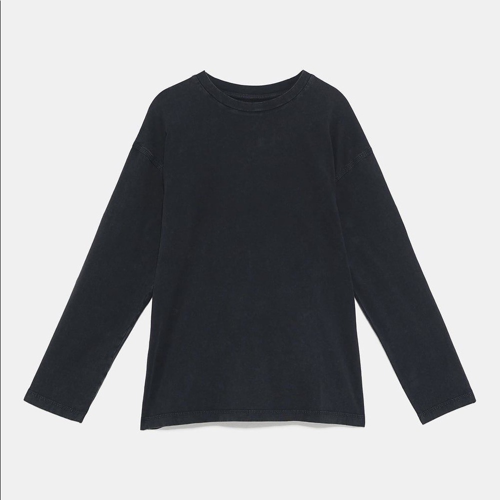 Zara Vintage Washed Effect Long Sleeve T-Shirt
